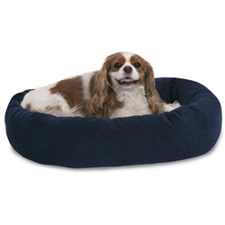 Picture of Majestic Pet 78899567204 24 in. Navy Suede Bagel Dog Bed