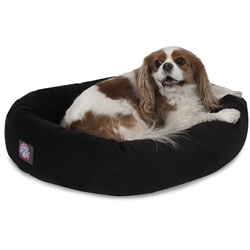 Picture of Majestic Pet 78899567207 24 in. Black Suede Bagel Dog Bed