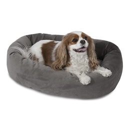 Picture of Majestic Pet 78899567203 24 in. Gray Suede Bagel Dog Bed