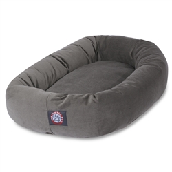 Picture of Majestic Pet 78899567303 32 in. Gray Suede Bagel Dog Bed