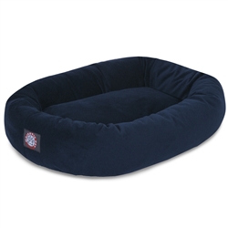 Picture of Majestic Pet 78899567304 32 in. Navy Suede Bagel Dog Bed