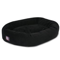 Picture of Majestic Pet 78899567307 32 in. Black Suede Bagel Dog Bed