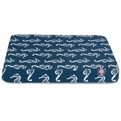 Picture of Majestic Pet 78899551252 Navy Sea Horse Small Orthopedic Memory Foam Rectangle Dog Bed