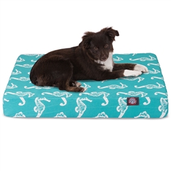 Picture of Majestic Pet 78899551253 Teal Sea Horse Small Orthopedic Memory Foam Rectangle Dog Bed