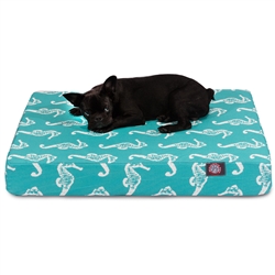 Picture of Majestic Pet 78899551453 Teal Sea Horse Medium Orthopedic Memory Foam Rectangle Dog Bed