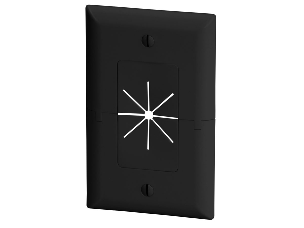 Low-Voltage Split Plate - Black - Single Gang - Flexible Cable Management