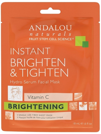 Picture of Andalou Naturals 230554 Beauty 2 Go Brighten & Tighten, Vitamin C Instant Hydro Serum Facial Sheet Masks