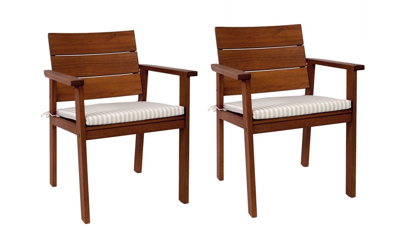 SC NELSON2 2 Piece Nelson Eucalyptus Easy Carver Chair Set with Cushions