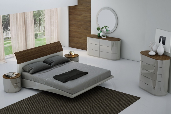 Amsterdam Bedroom Chest, Walnut & Light Grey