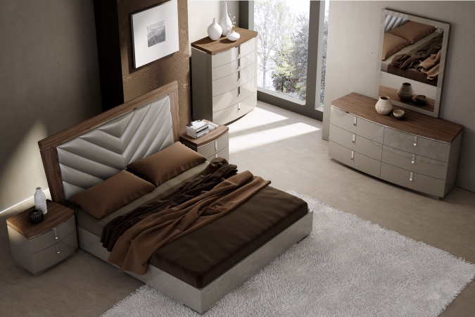 Napa Bedroom Night Stand, Walnut & Grey