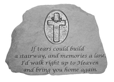 9455 If Tears Could Build A Stairway Memorial Stone with Oval Cross Personalized Insert