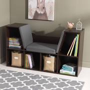 5.25 x 15.5 x 46.5 in. Bookcase with Reading Nook - Espresso