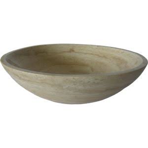 Beige Travertine Vessel Sink & Chrome Umbrella Drain