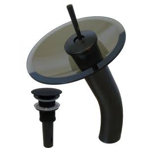 GF-001ORB-T-PUD Falls Single Lever Waterfall Vessel Faucet Set, Oil Rubbed Bronze & Tea Glass -  Novatto