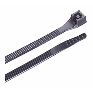 Cable Tie, 11 in L, 3 in Max Bundle Dia., Black, Nylon 6/6, 50 lb Strength