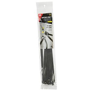 Cable Tie, 11 in L, 3 in Max Bundle Dia., Black, Nylon 6/6, 50 lb Strength, 20 PK