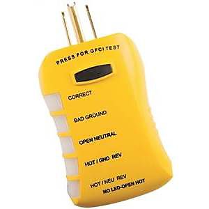 The Stop Shock II Circuit Analyzer makes it easy to test GFCI receptacles and determine the appropriate wiring correction needed. This GFCI tester