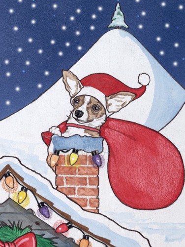 Chihuahua Rooftop Christmas Boxed Cards - Pack of 10