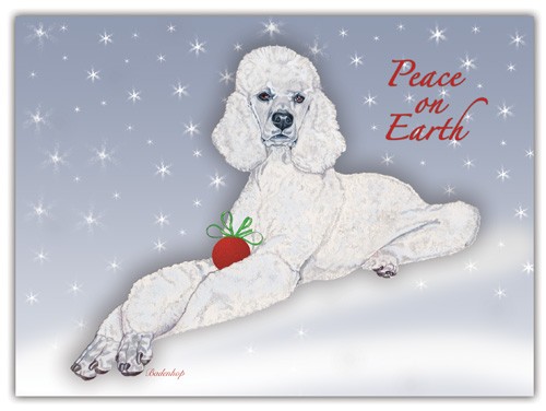 Poodle White Standard Christmas Boxed Cards - Pack of 10