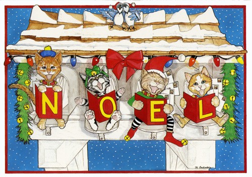 Noel Mailbox Cat Christmas Boxed Cards - Pack of 10