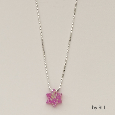 Picture of Rite Lite JPE-5019-P 16 ft. Pink Opal Star Of David Pendant, On Sterling Chain