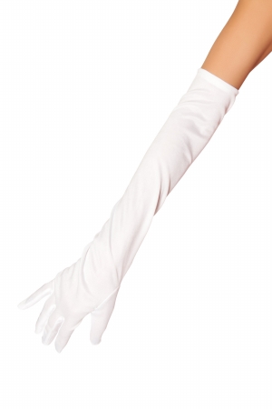 10104-Wht-O-S Stretch Satin Gloves - White - One Size - Elegant Design