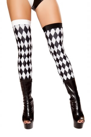 ST10044-Blk-Wht-O-S Jester Leggings Costume, Black & White - One Size