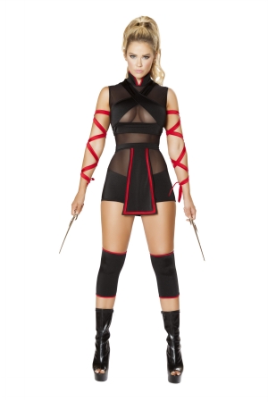 Picture of Roma Costume 4677-AS-S 3 Piece Ninja Striker Adult Costume, Black & Red - Small