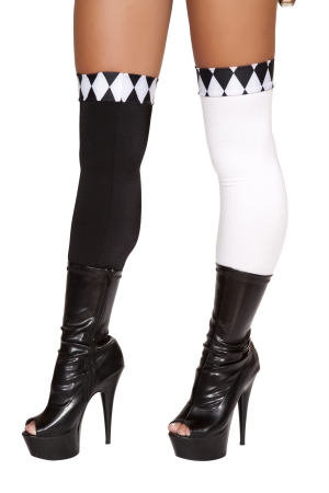 ST4673-AS-O-S Wicked Jester Stockings Costume, Black & White - One Size
