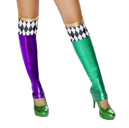 ST4723-AS-O-S Jester Leggings - Green & Purple - One Size - Made in USA