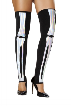 ST4760-AS-O-S Skeleton Leggings Costume, Black & Silver - One Size