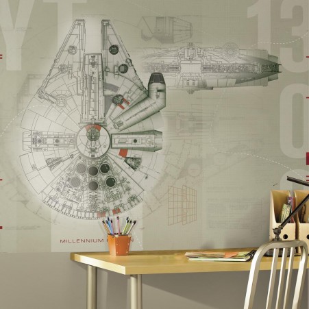 Picture of RoomMates JL1401M 6 x 7.5 ft. Star Wars Millennium Falcon Prepasted Mural & Ultra Strippable