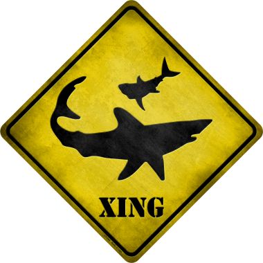 CX-044 16.5 x 16.5 in. Shark Xing Novelty Metal Crossing Sign -  Smart Blonde