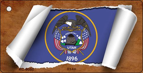 SMART BLONDE Utah Flag Scroll Novelty Aluminum Key Chain KC-9050