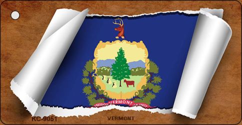 KC-9051 1.5 x 3 in. Vermont Flag Scroll Novelty Key Chain