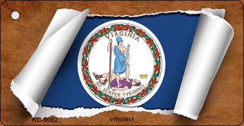 KC-9052 1.5 x 3 in. Virginia Flag Scroll Novelty Key Chain