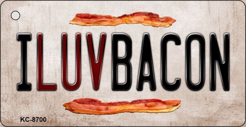 KC-8700 1.5 x 3 in. I Luv Bacon Novelty Metal Key Chain