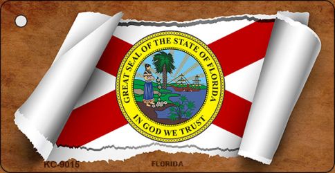 KC-9015 1.5 x 3 in. Florida Flag Scroll Novelty Key Chain