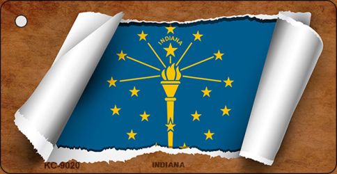 KC-9020 1.5 x 3 in. Indiana Flag Scroll Novelty Key Chain