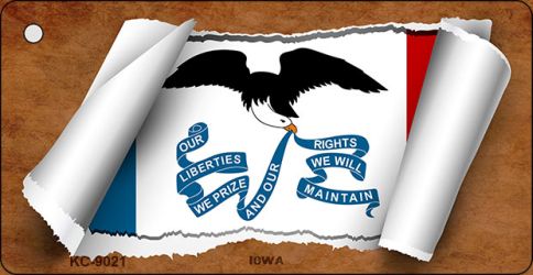 KC-9021 1.5 x 3 in. Iowa Flag Scroll Novelty Key Chain