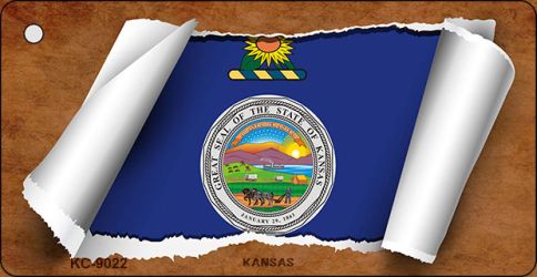 KC-9022 1.5 x 3 in. Kansas Flag Scroll Novelty Key Chain