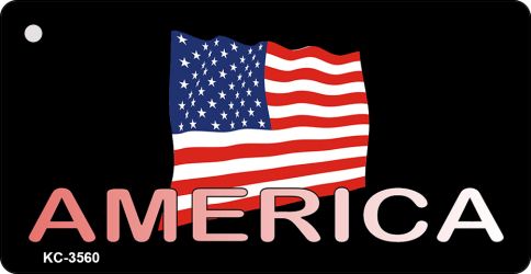 KC-3560 1.5 x 3 in. American Flag Black Novelty Key Chain