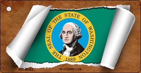 KC-9053 1.5 x 3 in. Washington Flag Scroll Novelty Key Chain