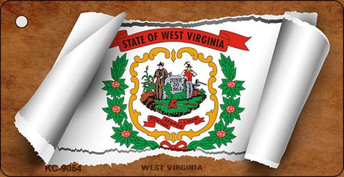 KC-9054 1.5 x 3 in. West Virginia Flag Scroll Novelty Key Chain