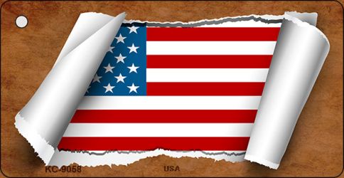 KC-9058 1.5 x 3 in. American Flag Scroll Novelty Key Chain