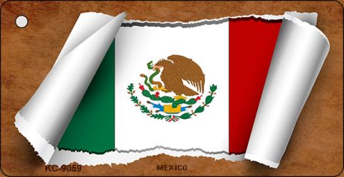 KC-9059 1.5 x 3 in. Mexico Flag Scroll Novelty Key Chain