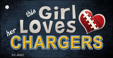 SMART BLONDE This Girl Loves Her Chargers Novelty Metal Key Chain KC-8062