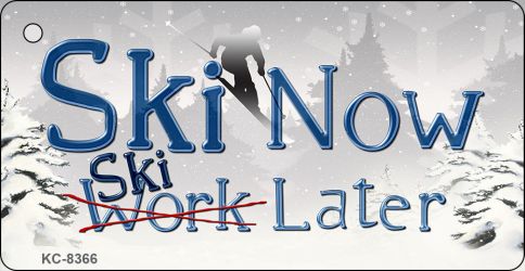 KC-8366 1.5 x 3 in. Ski Now Work Later Novelty Metal Key Chain -  Smart Blonde