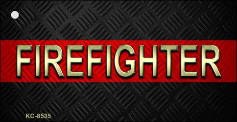 KC-8535 1.5 x 3 in. Firefighter Thin Red Line Novelty Metal Key Chain