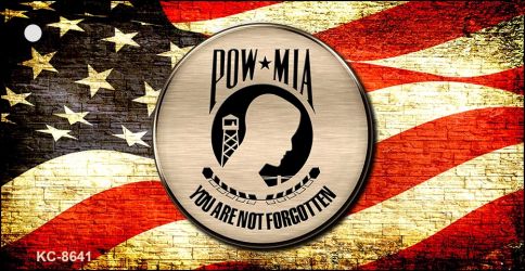 KC-8641 1.5 x 3 in. POW MIA with USA Flag Novelty Metal Key Chain